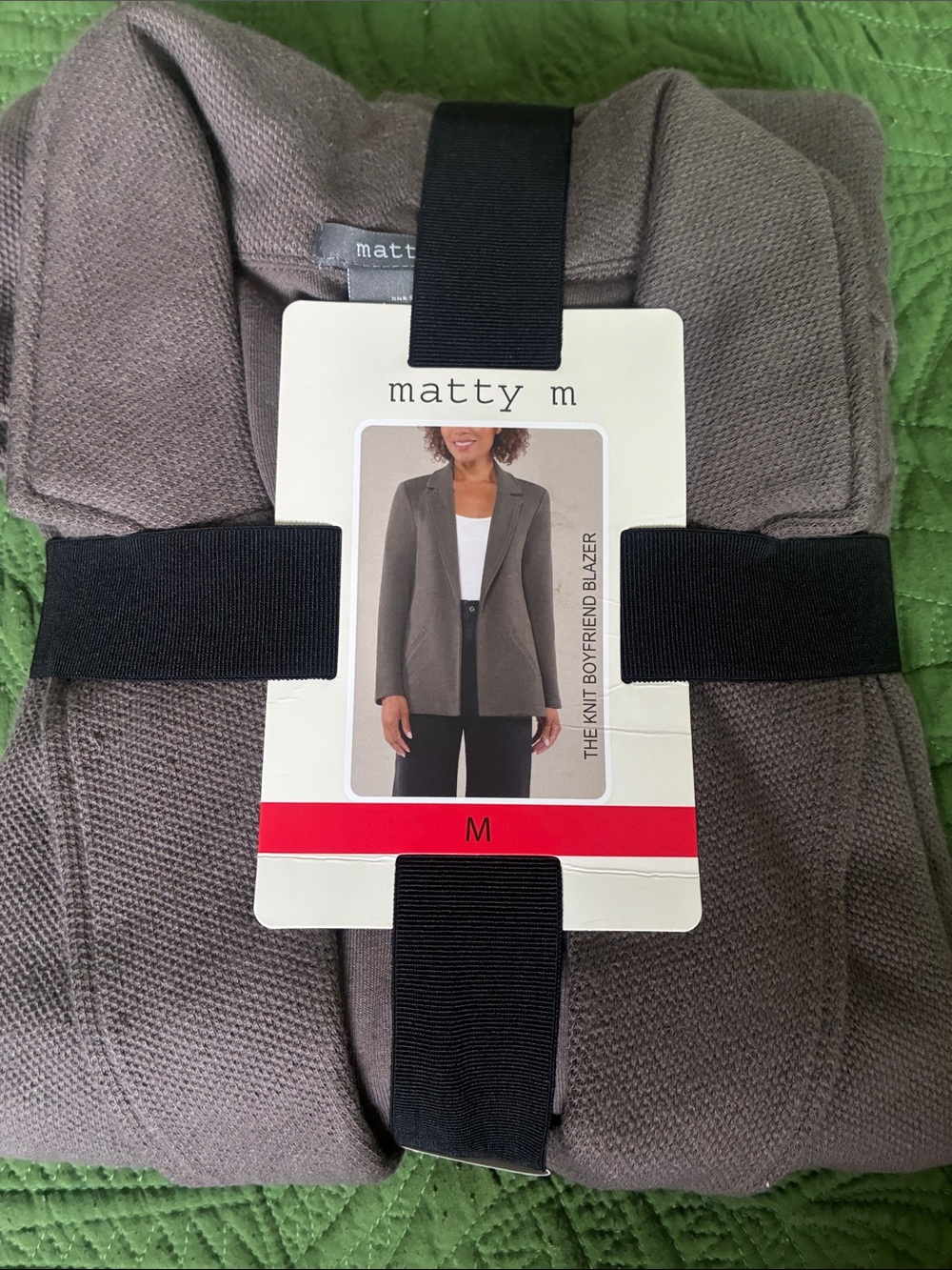 Matty M Knit Boyfriend Blazer - Taupe Gray